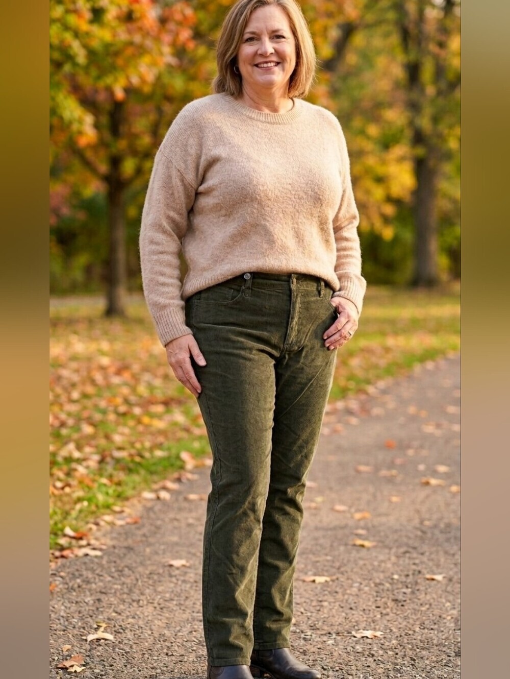 Parasuco Olive Green Straight-Leg Corduroy Pants